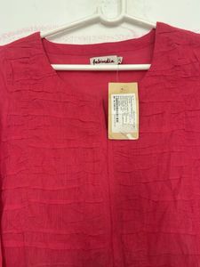 Vibrant Red Textured Kurta