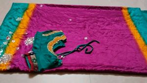 Vibrant Saree with Embellishments
