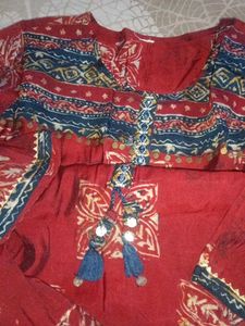 Maroon Printed Kurta