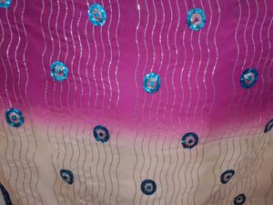 Stunning White &amp; Pink Ombre Sequin Saree
