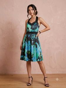 Vibrant Abstract Print Midi Dress