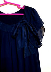 Elegant Navy Blue Chiffon Dress