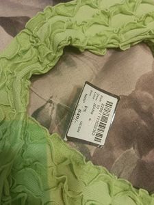 Lime Green Ruffle Halter Crop Top | Textured Y2K