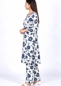 Blue Floral Print Kurta
