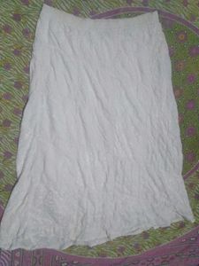 White Embroidered Tiered Maxi Skirt