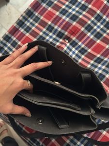 Chic Black Tote Bag with Floral Embroidery