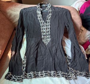 y2k Black Sequin Party Tunic Kurti