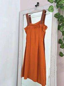 Dressbery Orange Sundress with Tribal Strap Detail