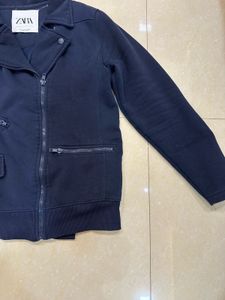 Zara Navy Blue Moto Jacket | Winter Wear |Chest 40