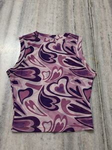 Mesh Heart Print Tank Top