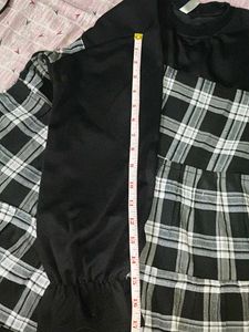 Black &amp; White Plaid Tiered Dress