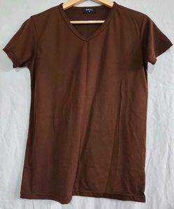 Men's Brown V-Neck T-Shirt