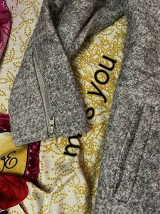 Cozy Grey Jacket Coat with Faux Fur Collar