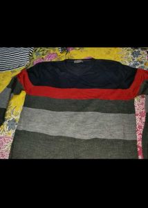 Men's Striped V-Neck Sweater