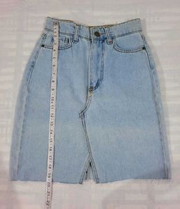 Light Wash Denim Skirt with Slit