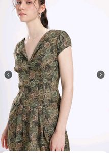 Vintage Floral Print V-Neck Dress