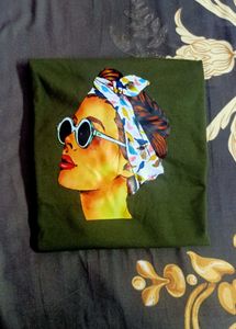 Stylish olive Graphic Print T-shirt - 2