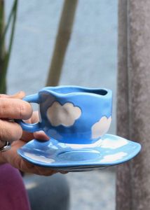 Cloudy Day Ceramic Teacup Set