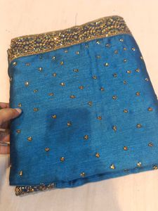 New With Tag Teal Blue Embellished Saree💞