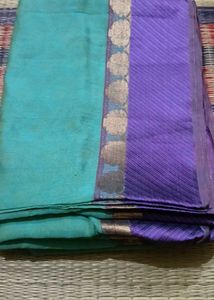 Beautiful Teal & Purple Cotton Saree