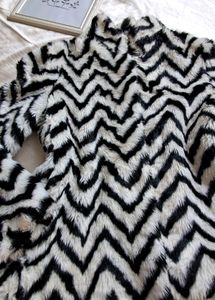 Bold Chevron Faux Fur Jacket