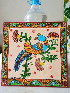 Hand-Painted Folk Art Wall Decor with mirror work