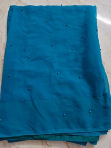 Brand New Beautiful Rama Blue Color Saree
