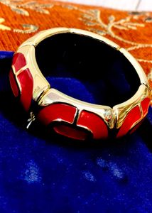Chunky Red &amp; Gold Bangle Bracelet