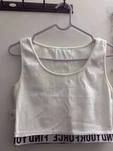 White Ribbed Crop Tank Top