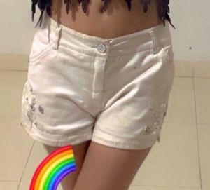 Embellished Denim white Shorts