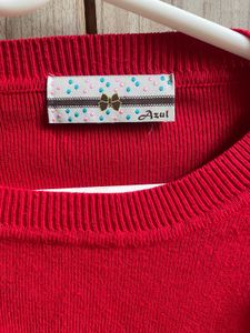 Red Ruffled Knit Sweater