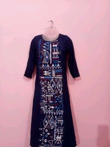 Stylish Printed Navy Blue Kurta