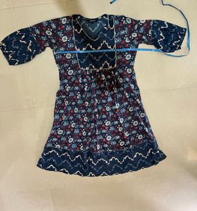 V Neck Floral Print A-Line Dress