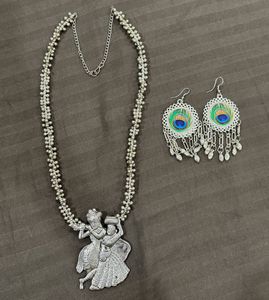 Radha Krishna Necklace and Earrings Set