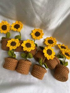 Crocheted Sunflower Potted Plants
