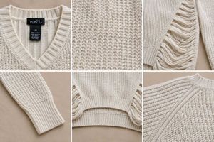 DISTRESSED V-NECK FRINGE KNIT SWEATER