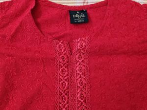 Red Embroidered Short Kurti