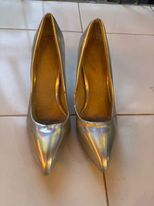Silver Pointed Toe Heels
