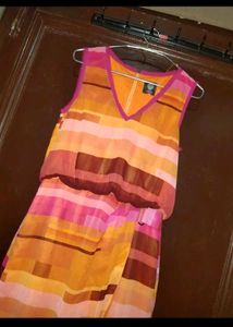 women Vibrant Striped Wrap Dress summer