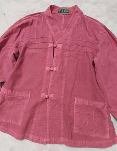 women mandarin collar knot Button shirt NKD