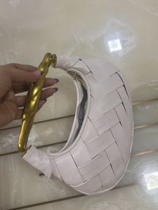 Chic Woven Handbag with Gold Handle