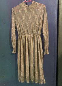 Elegant Lace Mock Neck Dress