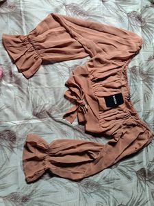 Shein Brown Square Neck Crop Top
