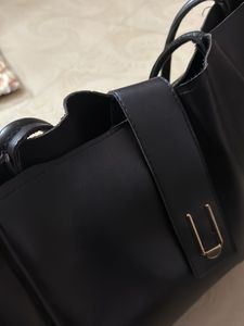 Chic Black Faux Leather Tote Bag