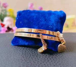 Chanel Inspired Bangle Set with heart charms
