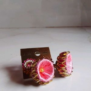 Stunning Jhumka Earrings with Pink Stones