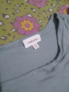 Stylish Blue Ruffled Long Sleeve Top