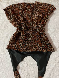 y2k leopard print top &amp; kurti Combo