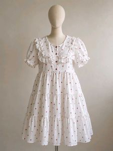 Cute Strawberry Print Tiered Dress