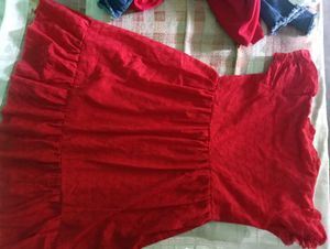 Red Eyelet Kurta